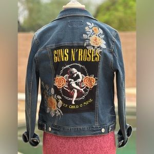 Guns & Roses Jean jacket with matching embroidered roses.